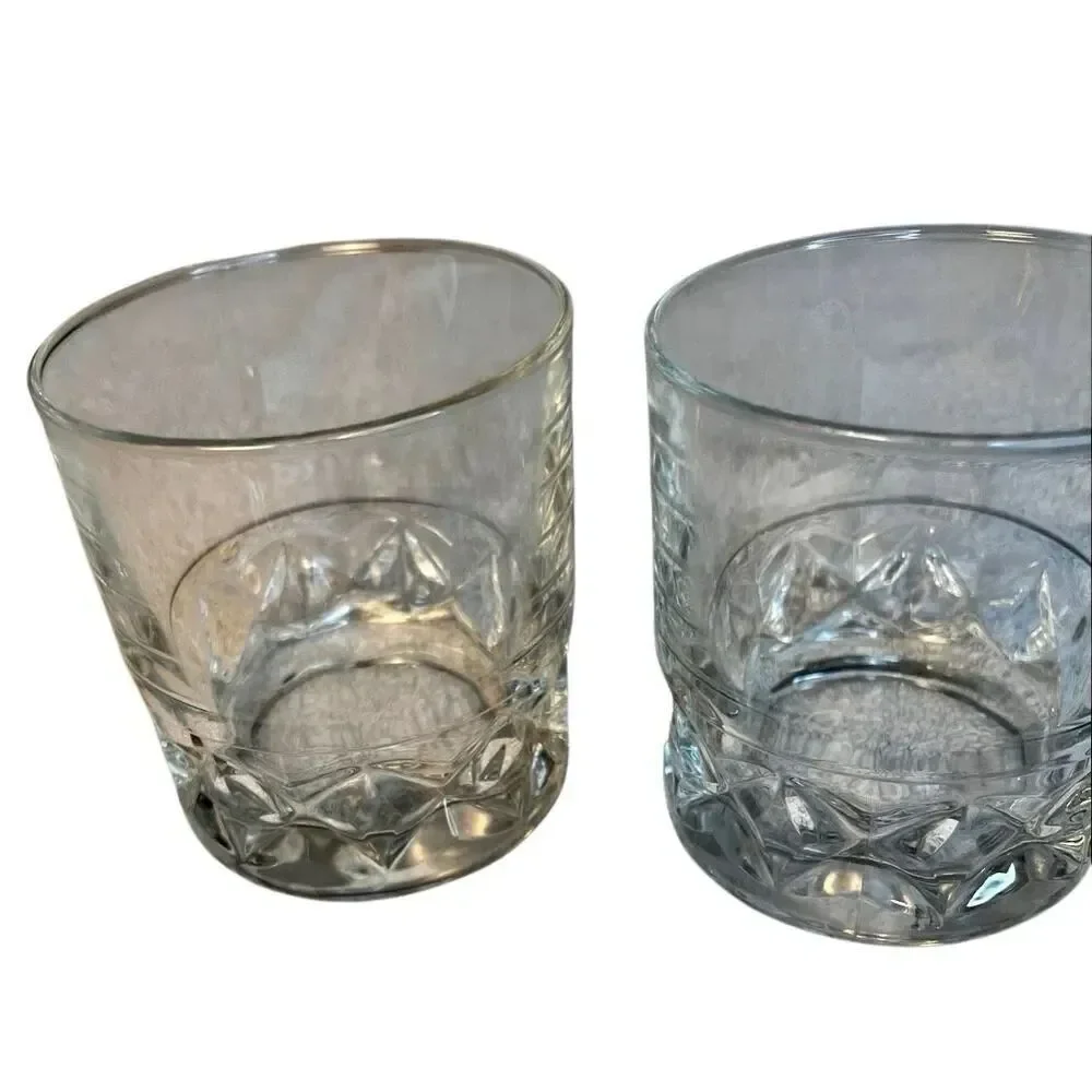 Set of 2 Vintage The Famous Grouse Scotch Whisky Low Ball Glasses Etched France
